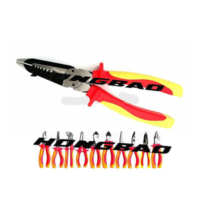 1000v VDE इंसुलेटेड टूल्स AWG 22 18 14 वायर क्रिम्पिंग प्लायर्स CRV 6&quot;